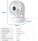 MYCARBON Desk Fan Quiet Cooling Fans Turbo 1800m³/h Electric Air Circulator Oscillating Fan Remote Control with ECO Mode for Table, Bedroom 9 inch [Energy Class A+++]