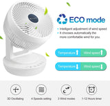 MYCARBON Desk Fan Quiet Cooling Fans Turbo 1800m³/h Electric Air Circulator Oscillating Fan Remote Control with ECO Mode for Table, Bedroom 9 inch [Energy Class A+++]