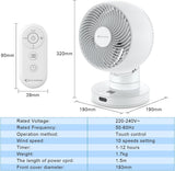 MYCARBON Cooling Fan Oscillating Air Circulator Quiet Desk Fan for Bedroom, Desktop, 20dB Ultra-Quiet, Energy Efficient, Remote Control, Powerful, Turbo Wind, 10 Speeds, ON/OFF Timer (White)